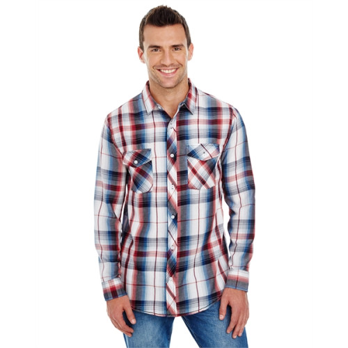 Men's Long-Sleeve Plaid Pattern Woven Shirt