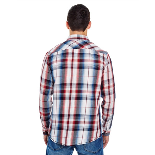 Men's Long-Sleeve Plaid Pattern Woven Shirt