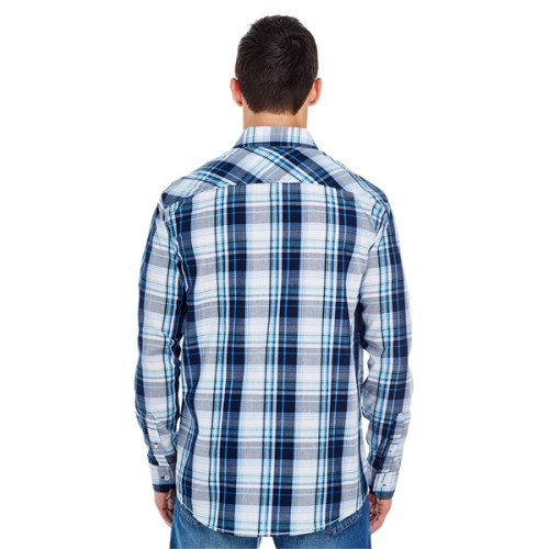 Men's Long-Sleeve Plaid Pattern Woven Shirt
