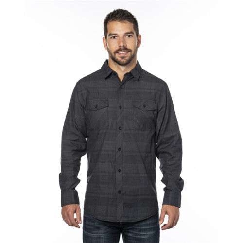 Men's Long-Sleeve Plaid Pattern Woven Shirt