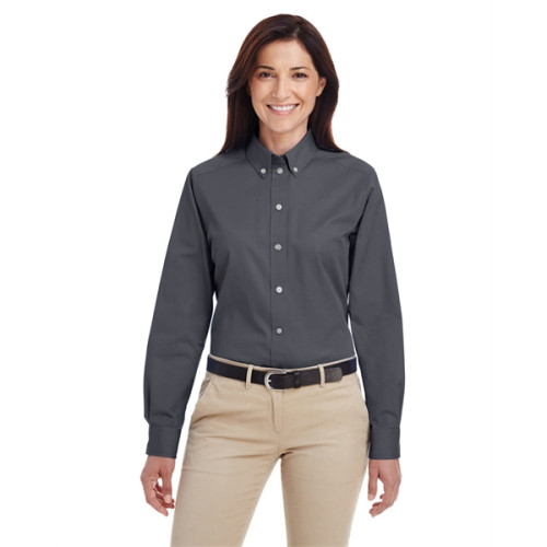 Ladies' Foundation 100% Cotton Long-Sleeve Twill Shirt wi...