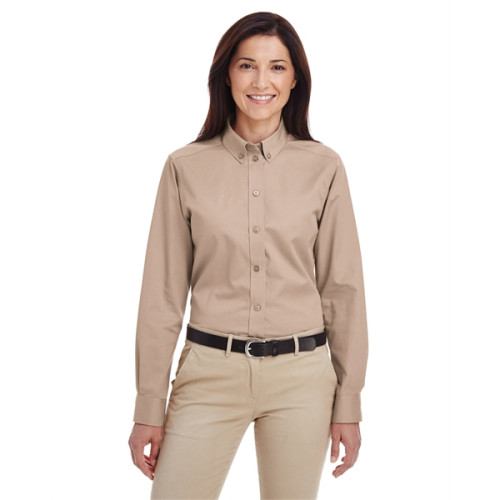 Ladies' Foundation 100% Cotton Long-Sleeve Twill Shirt wi...