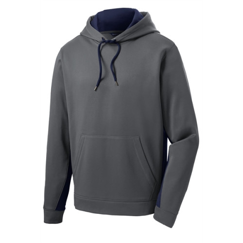 Sport-Tek Sport-Wick Fleece Colorblock Hooded Pullover.