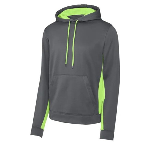 Sport-Tek Sport-Wick Fleece Colorblock Hooded Pullover.