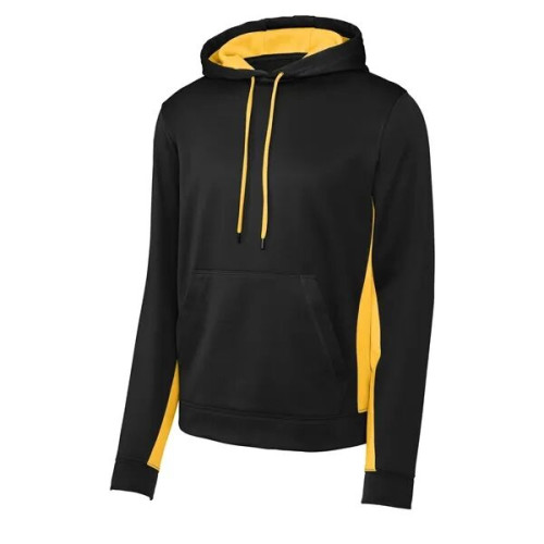 Sport-Tek Sport-Wick Fleece Colorblock Hooded Pullover.