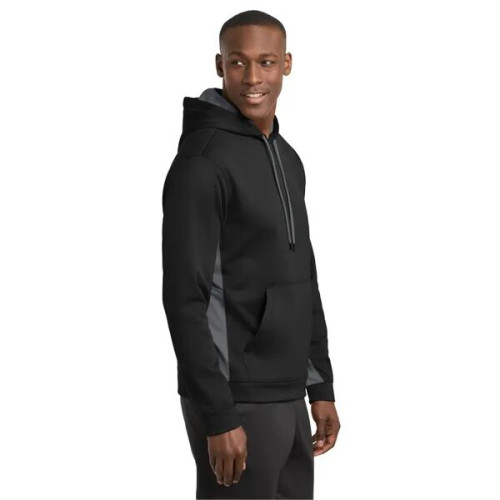Sport-Tek Sport-Wick Fleece Colorblock Hooded Pullover.
