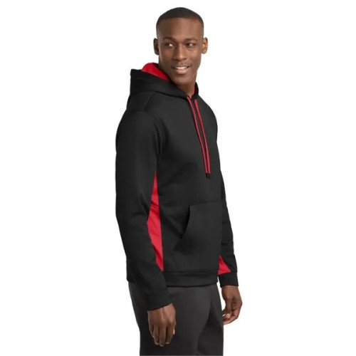 Sport-Tek Sport-Wick Fleece Colorblock Hooded Pullover.