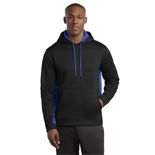 Sport-Tek Sport-Wick Fleece Colorblock Hooded Pullover.