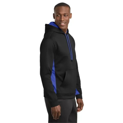 Sport-Tek Sport-Wick Fleece Colorblock Hooded Pullover.