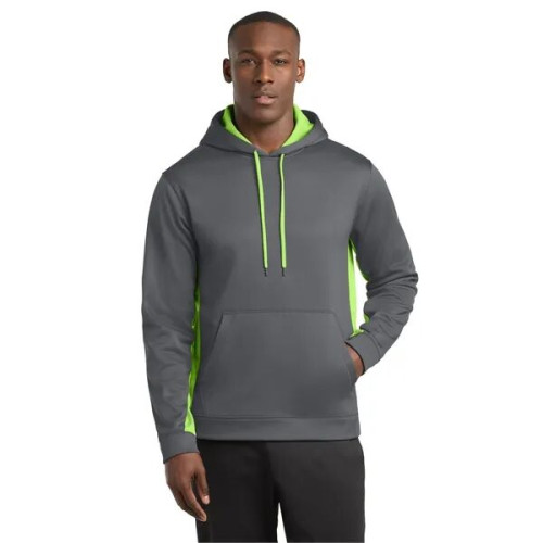 Sport-Tek Sport-Wick Fleece Colorblock Hooded Pullover.