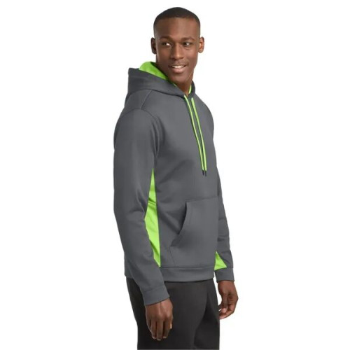 Sport-Tek Sport-Wick Fleece Colorblock Hooded Pullover.