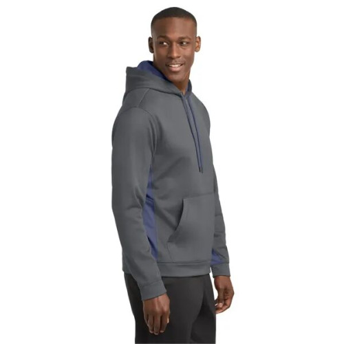 Sport-Tek Sport-Wick Fleece Colorblock Hooded Pullover.