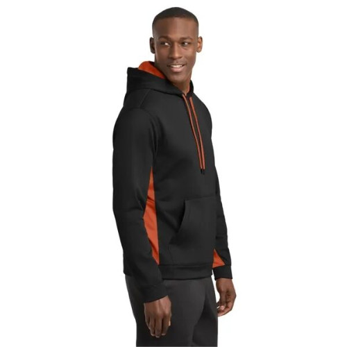 Sport-Tek Sport-Wick Fleece Colorblock Hooded Pullover.