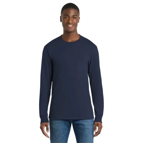 Port & Co Long Sleeve Essential Pocket Tee.
