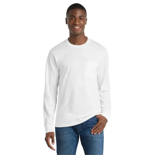 Port & Co Long Sleeve Essential Pocket Tee.