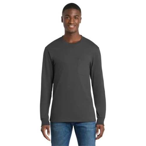 Port & Co Long Sleeve Essential Pocket Tee.