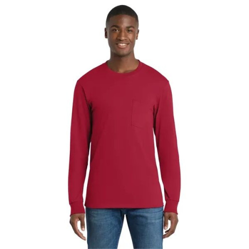 Port & Co Long Sleeve Essential Pocket Tee.