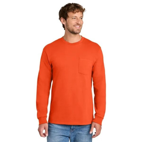 Port & Co Long Sleeve Essential Pocket Tee.