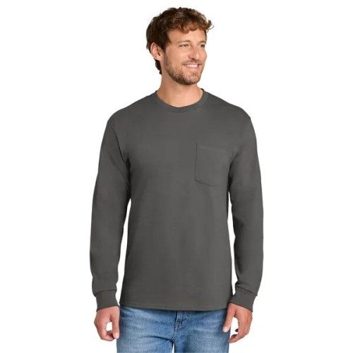Port & Co Long Sleeve Essential Pocket Tee.