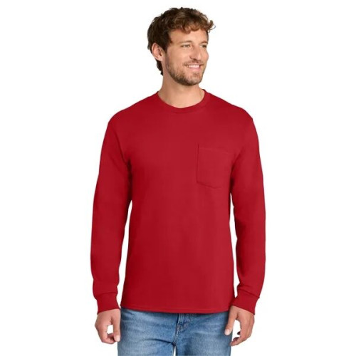 Port & Co Long Sleeve Essential Pocket Tee.