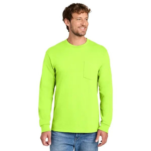 Port & Co Long Sleeve Essential Pocket Tee.