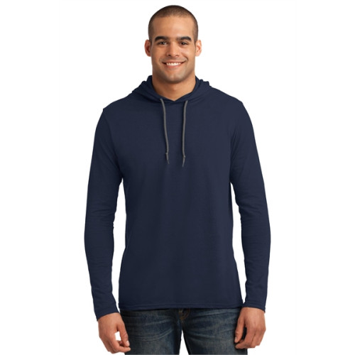 Gildan 100% Ring Spun Cotton Long Sleeve Hooded T-Shirt.