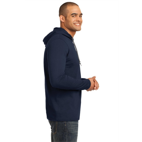 Gildan 100% Ring Spun Cotton Long Sleeve Hooded T-Shirt.