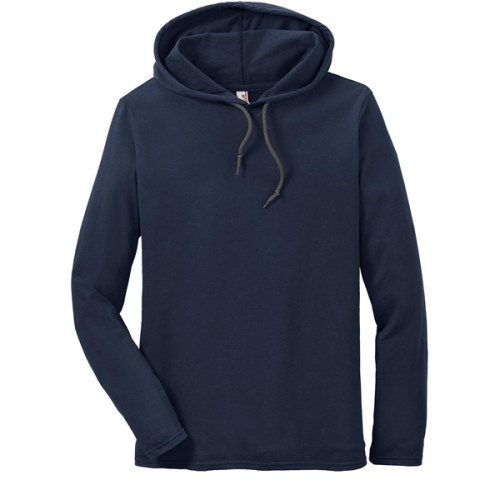 Gildan 100% Ring Spun Cotton Long Sleeve Hooded T-Shirt.