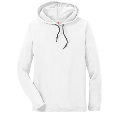 Gildan 100% Ring Spun Cotton Long Sleeve Hooded T-Shirt.