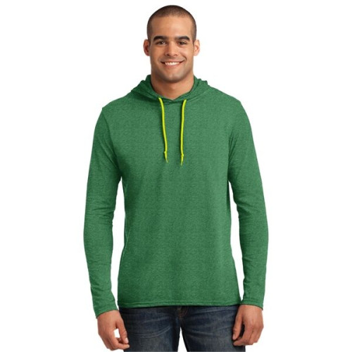Gildan 100% Ring Spun Cotton Long Sleeve Hooded T-Shirt.