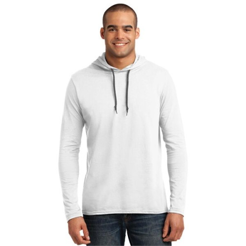 Gildan 100% Ring Spun Cotton Long Sleeve Hooded T-Shirt.