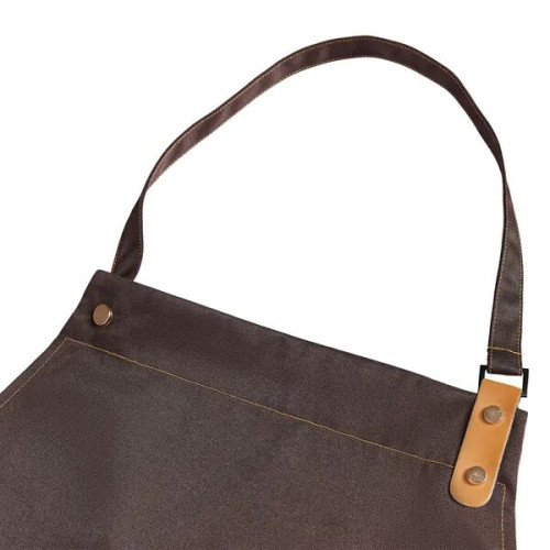 14 oz. Canvas Kitchen Apron w/ Leather accent & 2 pockets