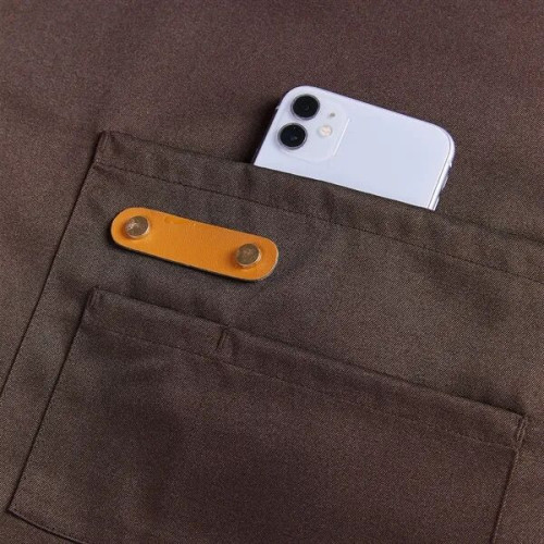 14 oz. Canvas Kitchen Apron w/ Leather accent & 2 pockets