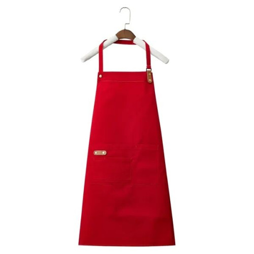 14 oz. Canvas Kitchen Apron w/ Leather accent & 2 pockets