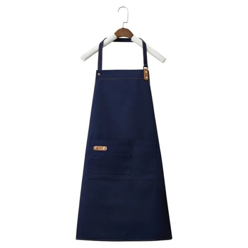 14 oz. Canvas Kitchen Apron w/ Leather accent & 2 pockets