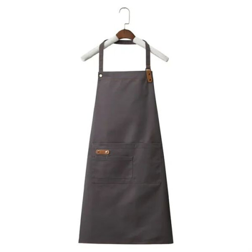 14 oz. Canvas Kitchen Apron w/ Leather accent & 2 pockets