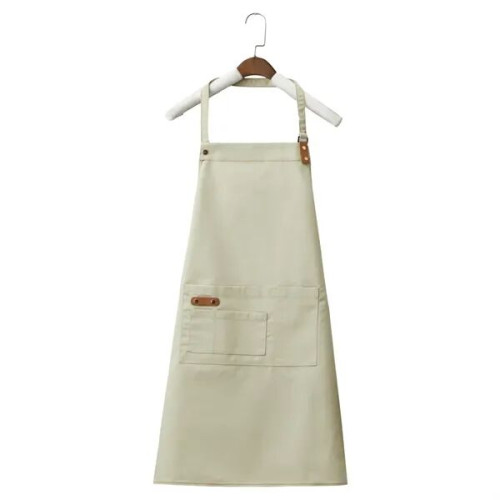 14 oz. Canvas Kitchen Apron w/ Leather accent & 2 pockets