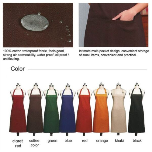 12 oz. 100% Cotton Waterproof Kitchen Apron w/ 2 Pockets