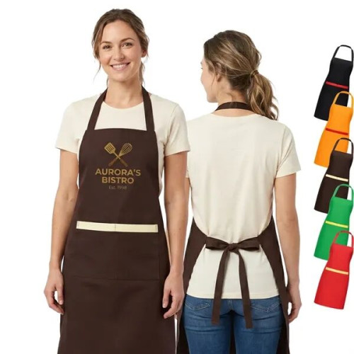 8 oz. Uniform fabric two-tone Kitchen aprons w/ 2 pockets