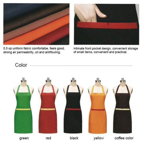8 oz. Uniform fabric two-tone Kitchen aprons w/ 2 pockets