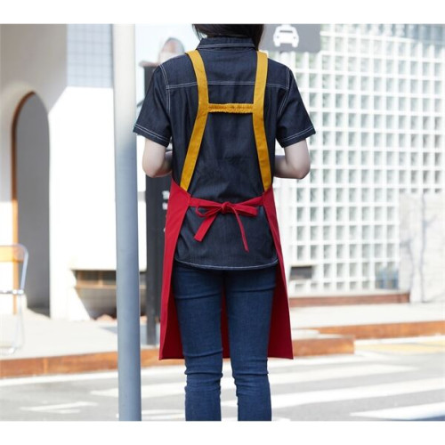 14 oz. Canvas Kitchen Apron w/ Brown shoulder Strap