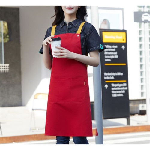 14 oz. Canvas Kitchen Apron w/ Brown shoulder Strap