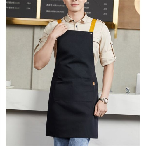 14 oz. Canvas Kitchen Apron w/ Brown shoulder Strap