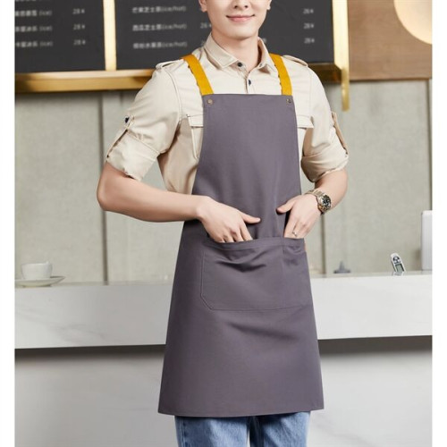 14 oz. Canvas Kitchen Apron w/ Brown shoulder Strap