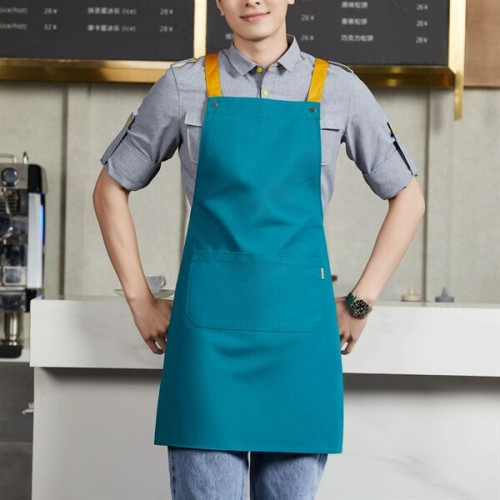 14 oz. Canvas Kitchen Apron w/ Brown shoulder Strap