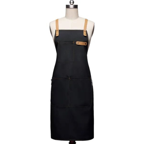 14 oz Thick Canvas Kitchen Apron w/ Cross Straps & 3 Pockets