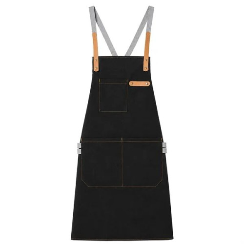14 oz Thick Canvas Kitchen Apron w/ Cross Straps & 3 Pockets