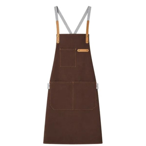 14 oz Thick Canvas Kitchen Apron w/ Cross Straps & 3 Pockets
