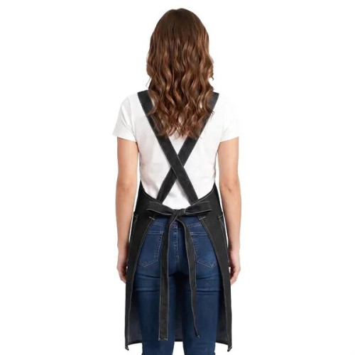 Cotton Denim Kitchen Aprons w/ Cross Strap & 3 pockets
