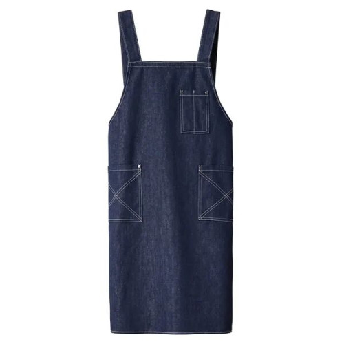 Cotton Denim Kitchen Aprons w/ Cross Strap & 3 pockets